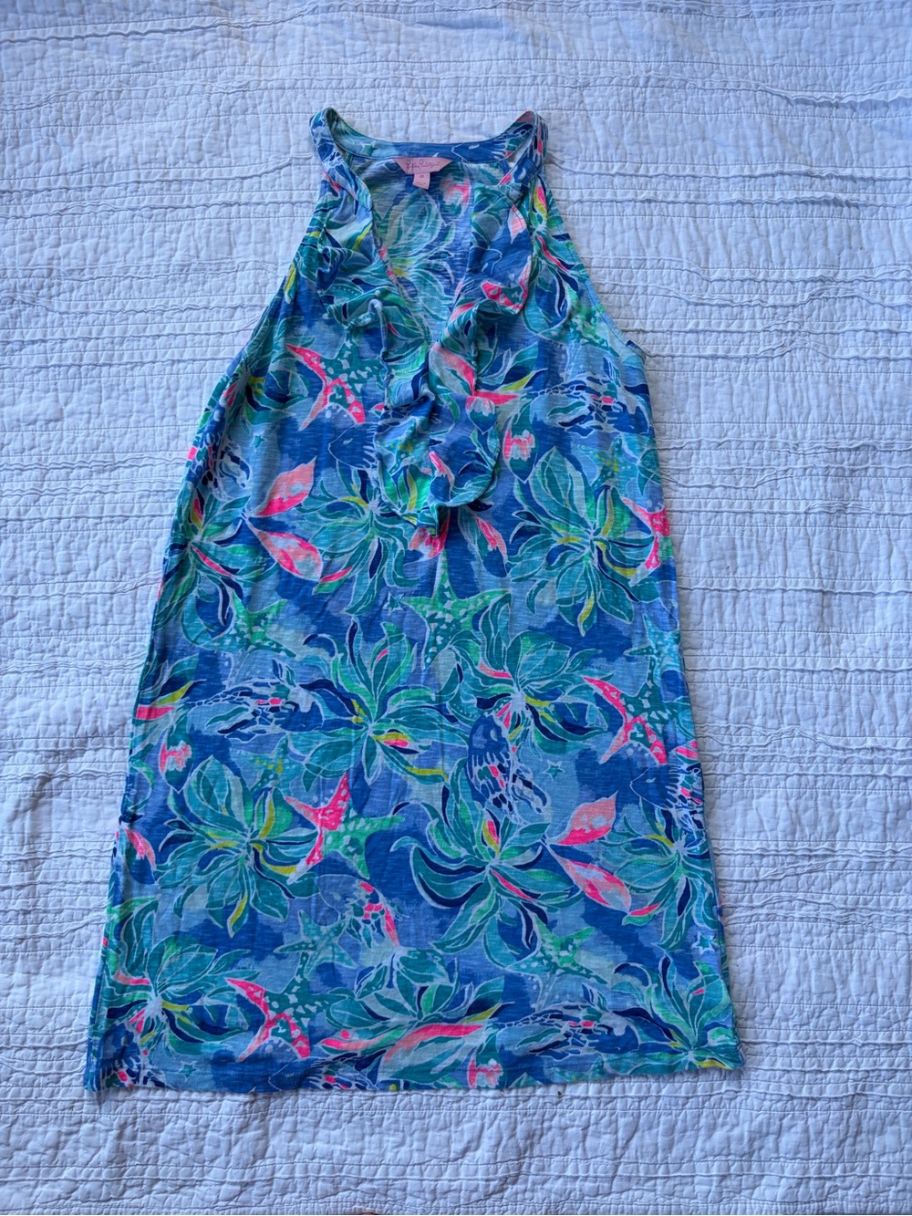 Women’s Lilly Pulitzer blue tropical floral dress, size medium